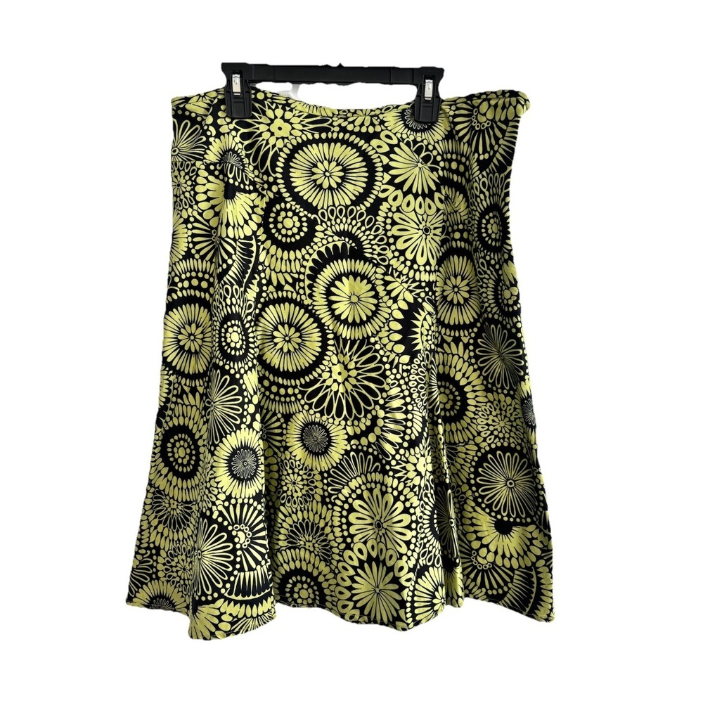 George Floral Skirt Sz 10 (32x23) Knee Length A-Line Green & Black Cotton Preppy